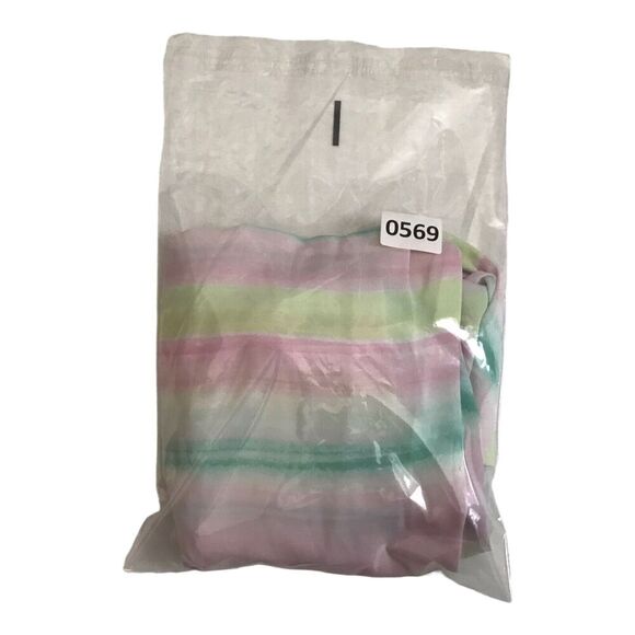 Torrid Harper Georgette Top Size 2 Pastel Stripe 3/4 Sleeve Roll Tab Sheer Tunic - Picture 13 of 13